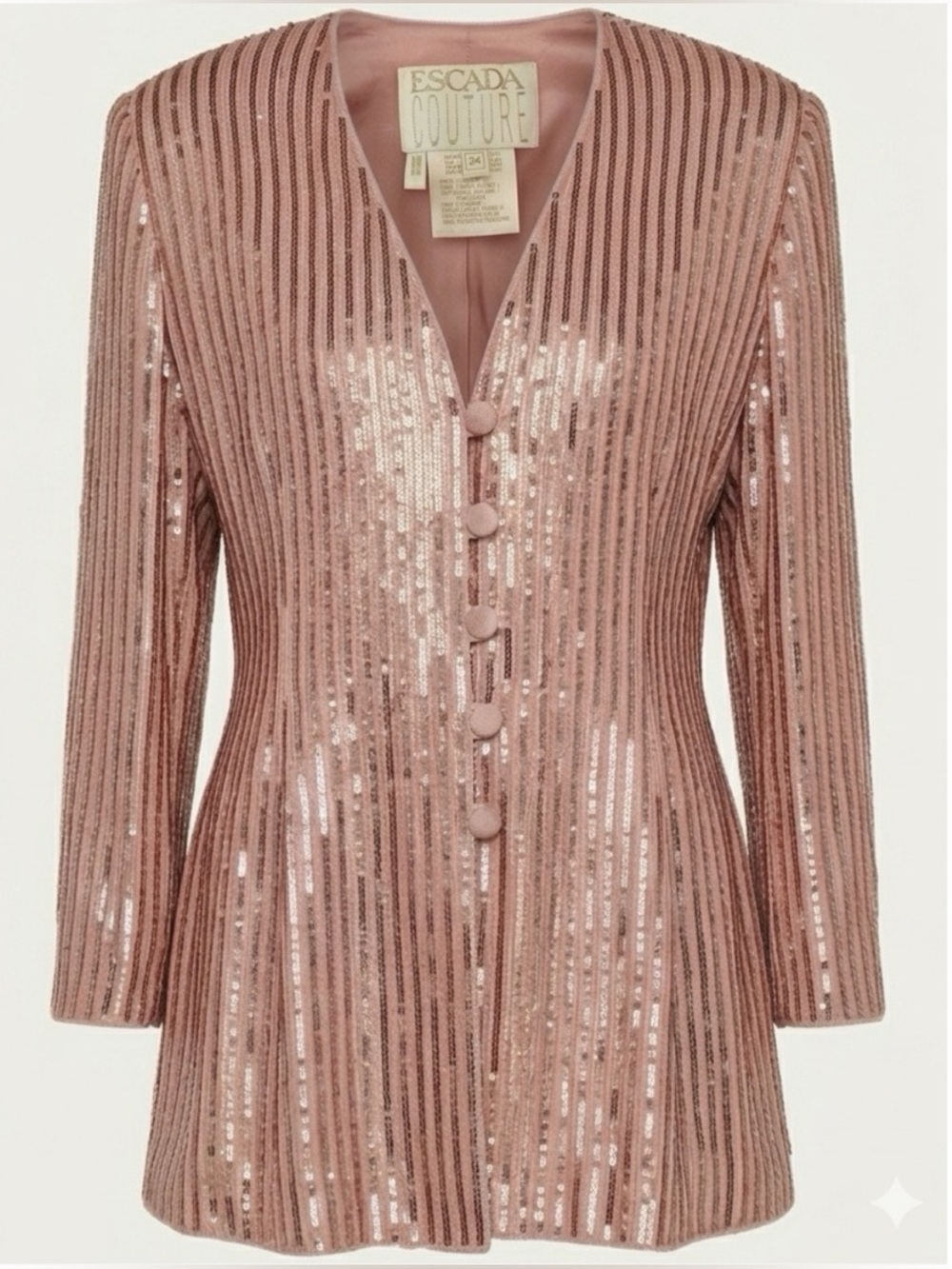 ⚡️RARE ESCADA COUTURE VTG ARCHIVAL Silk Sequin Striped Pink Jacket Blazer Coat⚡️
